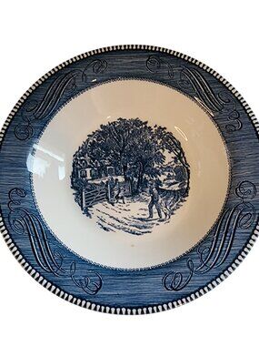 Currier and Ives Royal China Vegetable Bowl featuring the "Home Sweet Home" scen